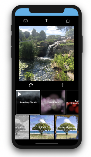 The Aniphoto app running on an iPhone