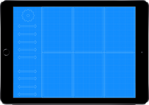 A blueprint of an app on an iPad screen