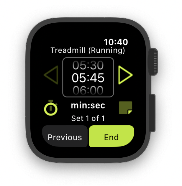The watch app running on an Apple Watch